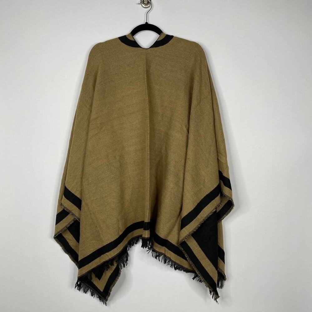 Mustard Leopard Pocket Wrap Shawl with Black Trim - Picture 8 of 8